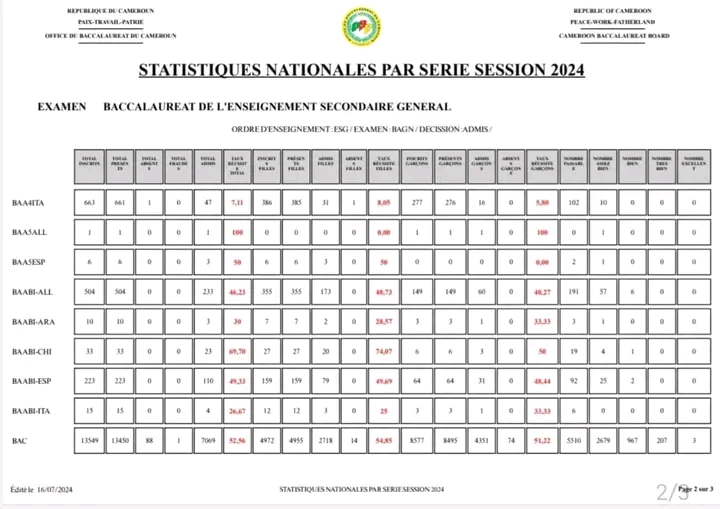 Cameroun : Le taux de réussite du Baccalauréat Général 2024 chute drastiquement (27,55%)