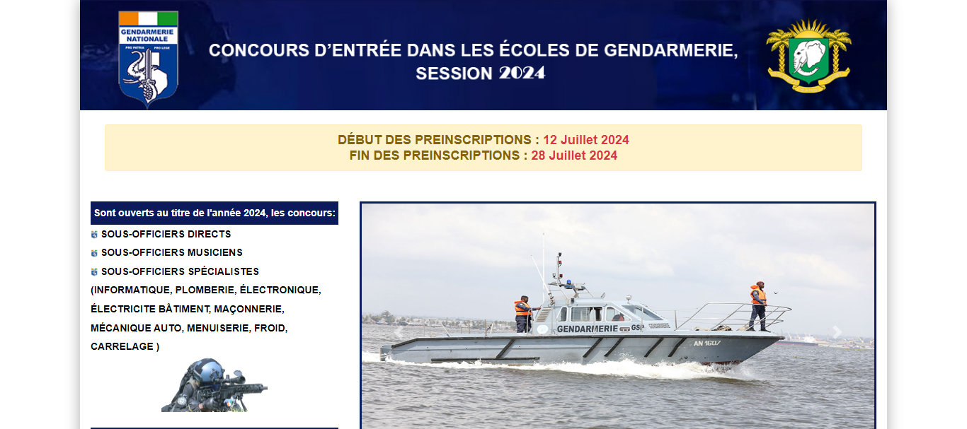 Comment accéder à mon espace Candidat Concours Gendarmerie 2024 CI ?