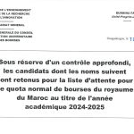 Résultats définitifs des demandes de bourses du Royaume du Maroc 2024-2025