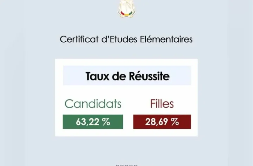 Résultats CEE 2024 en Guinée : 63,22% de taux de réussite, les résultats de 6 préfectures attendus